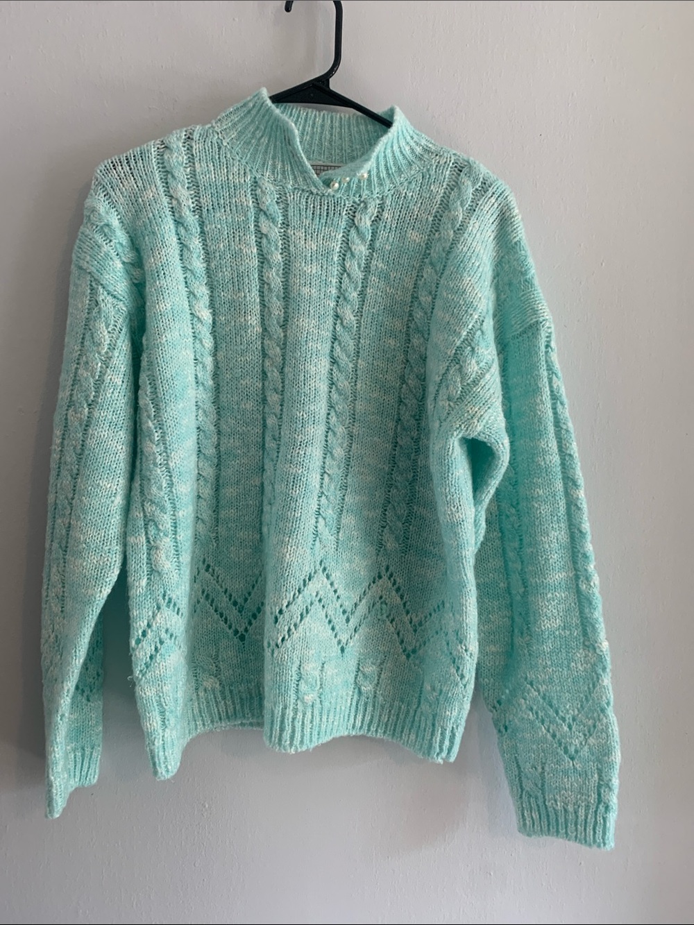 SPICE OF LIFE Cozy Mint Cable Knit Turtleneck Sweater